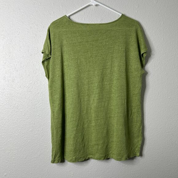 Chico’s 100% Linen Bateau Neck Top Green Size 1 Medium - Picture 7 of 8